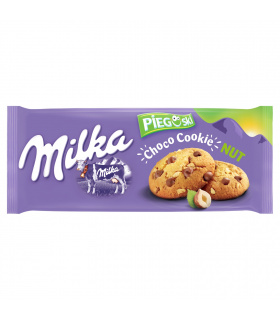 Milka Pieguski Choco Cookie Nut Ciasteczka z kawałkami czekolady mlecznej i orzechami 135 g