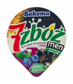 Bakoma 7 zbóż men Jogurt z jagodą czarną porzeczką i ziarnami zbóż 300 g