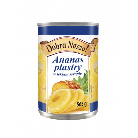 Dobra Nasza! Ananas plastry w lekkim syropie 565 g