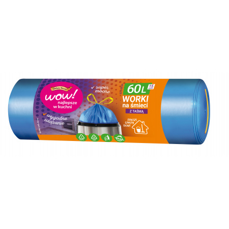 Dobra Nasza! WOW! Worki na śmieci z taśmą 60 L/15 szt.